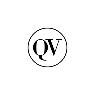 Mektup QV ilk monogram logo tasarımı, düğün, moda, makyaj şablonu