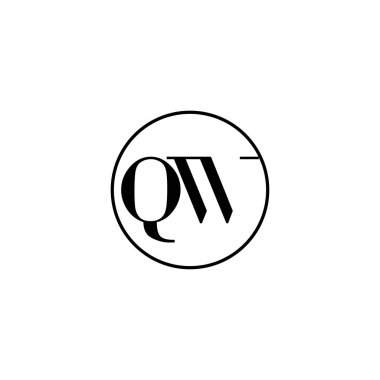 Mektup QW ilk monogram logo tasarımı, düğün, moda, makyaj şablonu