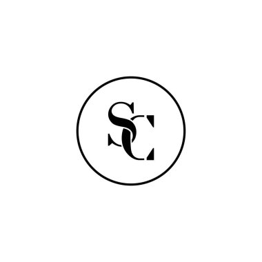 SC harfli ilk monogram logo tasarımı, düğün, moda, makyaj şablonu