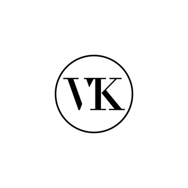Harf VK ilk monogram logo tasarımı, düğün, moda, makyaj şablonu