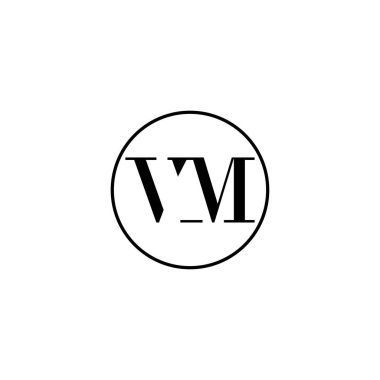 Harf VM ilk monogram logo tasarımı, düğün, moda, makyaj şablonu