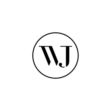 WJ ilk monogram logo tasarımı, düğün, moda, makyaj şablonu