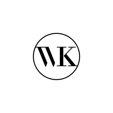 Harf WK ilk monogram logo tasarımı, düğün, moda, makyaj şablonu