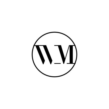 WM ilk monogram logo tasarımı, düğün, moda, makyaj şablonu