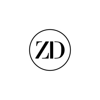 ZD harfi ilk monogram logo tasarımı, düğün, moda, makyaj şablonu