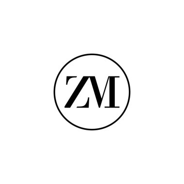 ZM harfi ilk monogram logo tasarımı, düğün, moda, makyaj şablonu