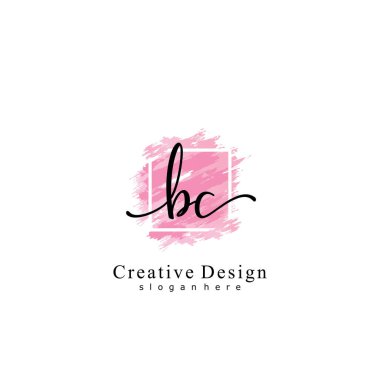 Initial BC handwriting of initial logo concept clipart