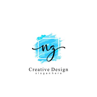 NZ harfi ilk monogram logo tasarımı, düğün, moda, makyaj şablonu