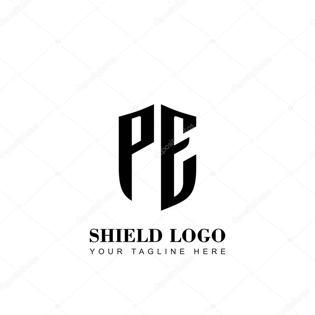 Initial Letter PE Shield logo template