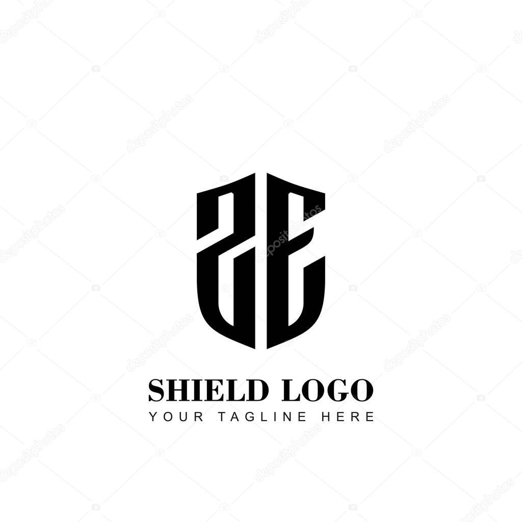 Initial ZE Letter  Shield logo template