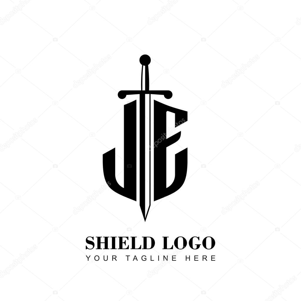 Initial Letter JE Shield logo template