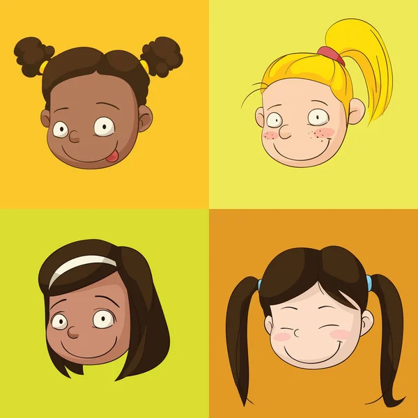 Cara de menina desenhos animados — Vetor de Stock