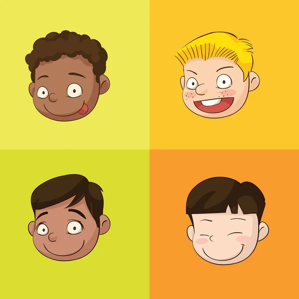 Pojke ansikte tecknad — Stock vektor