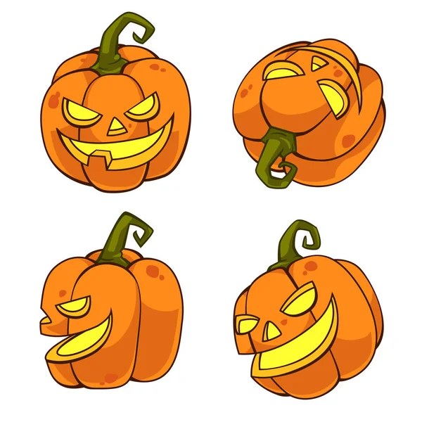 Calabazas de Halloween de dibujos animados — Vector de stock