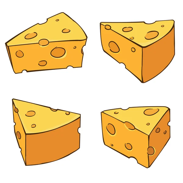 4 côtés délicieux style de dessin animé fromage — Image vectorielle