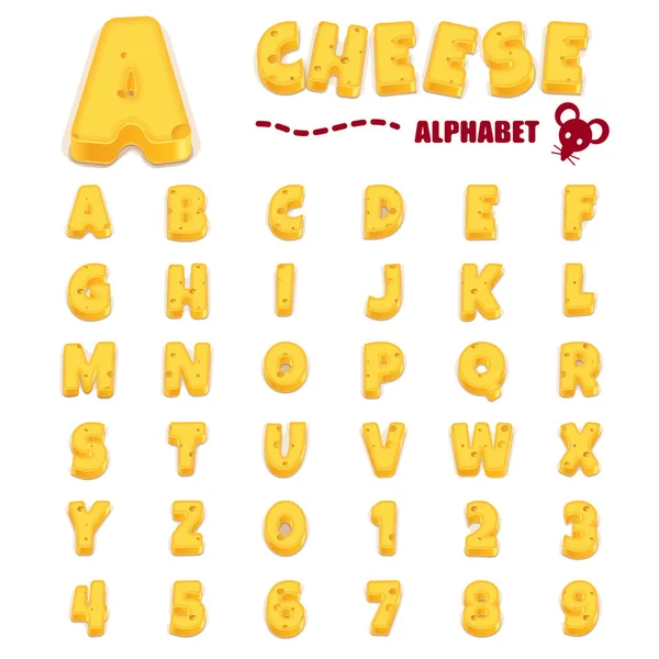 Chesse alphabet and number — Stock Vector