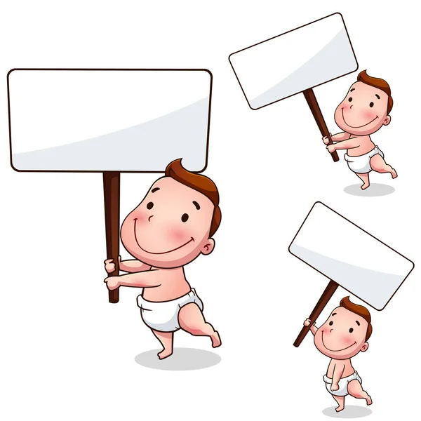 Baby and white board — Stock Vector