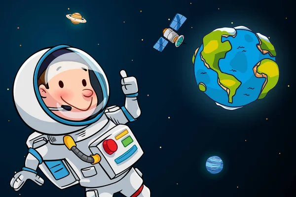 Spaceman și Pământul — Vector de stoc