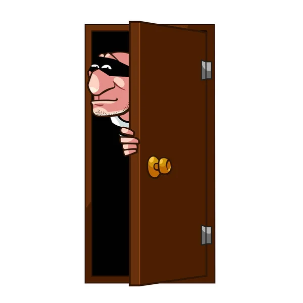 Thief are coming at the door — Stock Vector