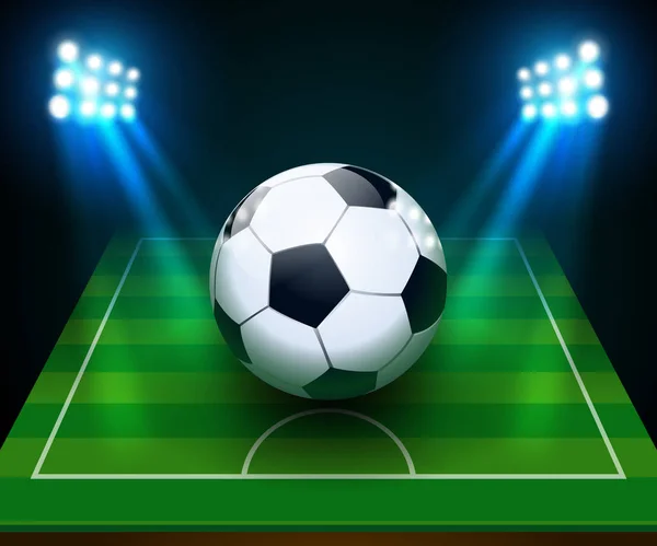 Soccer field and spotlight — Stock Vector