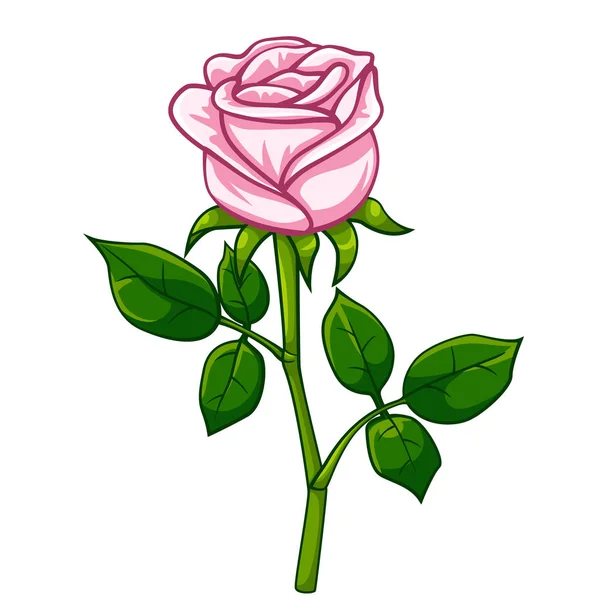 Pink rose cartoon style — Stock Vector