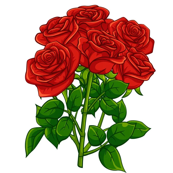 Rosa roja estilo de dibujos animados — Vector de stock