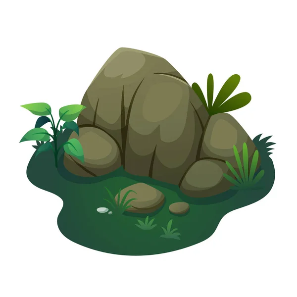 Pedra e grama — Vetor de Stock