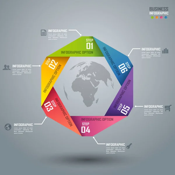 Bunte Sechseck-Infografik — Stockvektor