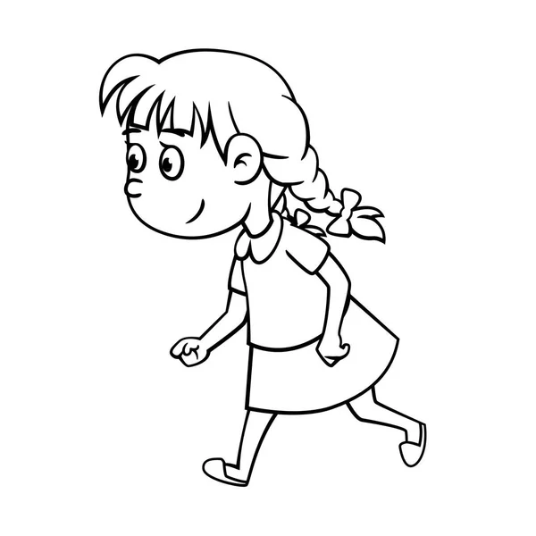 Menina correndo estilo cartoon — Vetor de Stock