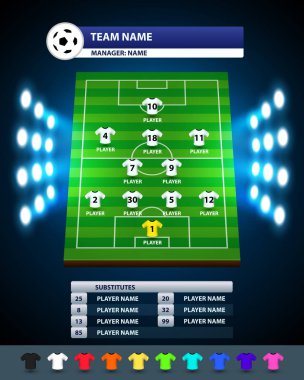 Bilgi futbol tahtası ve t-shirt el ile futbol arka plan