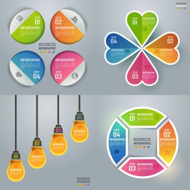 Renkli iş infographics ve diyagram, kağıt sanat kavramı bir