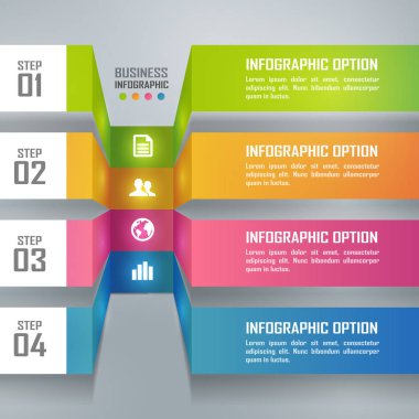 Renkli iş infographics ve diyagram, kağıt sanat kavramı bir
