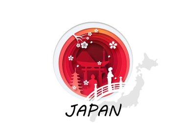 Japonya fl gibi kırmızı bir görünüm daire beyaz ön planda Kağıt oyma