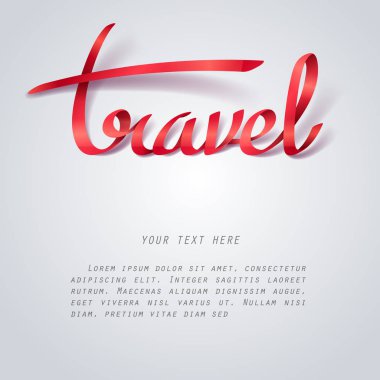 Seyahat kırmızı şerit size mekan f ile kaligrafi el yazısı