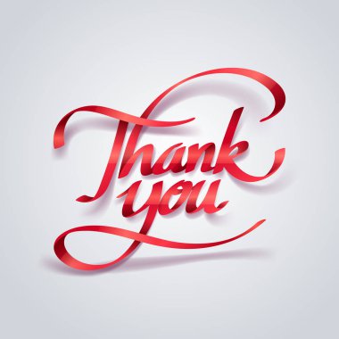 Kırmızı kurdele teşekkür kaligrafi el yazısı
