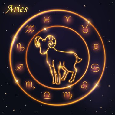Koç ve Koç zodyak ve burç c koyun ışık sembolü