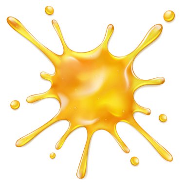 Sıçramış bal veya portakal suyu beyaz izole