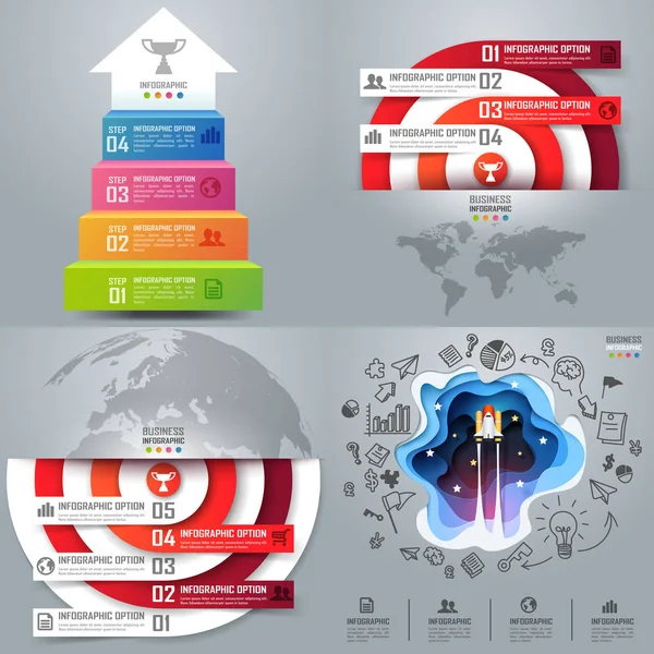 Bunte Business-Infografiken und Diagramm, Papier-Art-Konzept und — Stockvektor