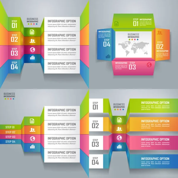 Sammlung von bunten Business-Infografiken und -Diagrammen, Papier — Stockvektor