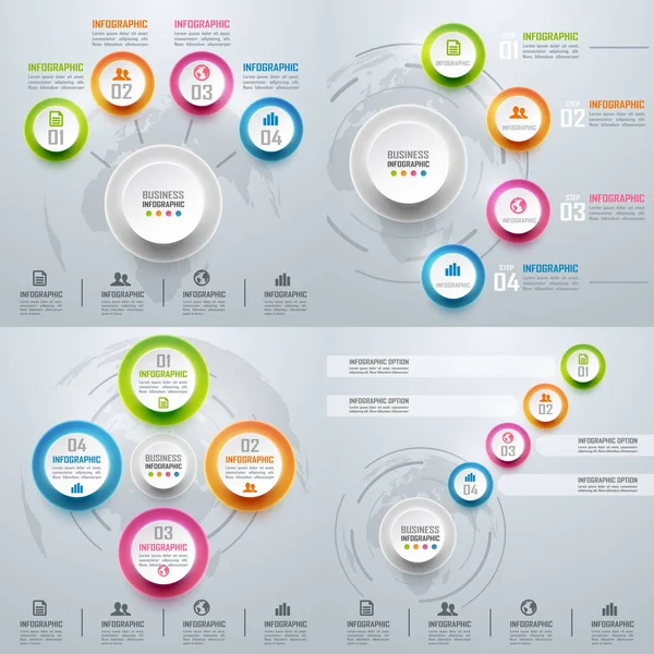 Kolekcja kolorowych infografiki biznesowej i diagramu, światła — Wektor stockowy