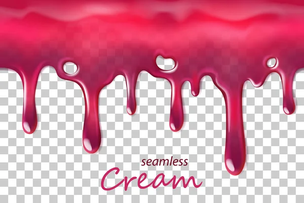 Seamless dripping pink cream repeatable isolated on transparent — Stock Vector