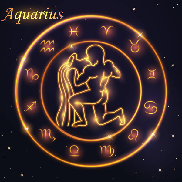 Light symbol of water carrier to Aquarius of zodiac and horoscop