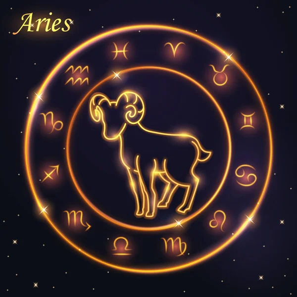 Licht symbool van de schapen aan RAM-geheugen van Zodiac en Horoscoop c — Stockvector