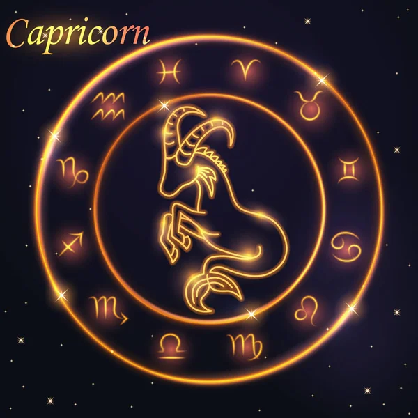 Símbolo claro de cabra marinha para Capricórnio de zodíaco e horóscopo co — Vetor de Stock