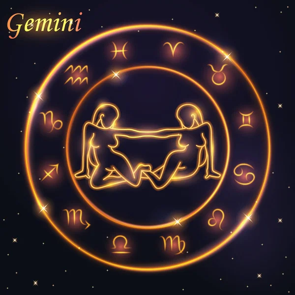 Symbol światła kobiet do Gemini zodiaku i koncepcja horoskop — Wektor stockowy