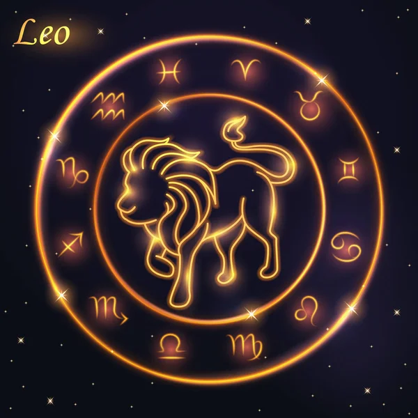 Fény szimbóluma oroszlán Leo a zodiákus és horoszkóp koncepció — Stock Vector