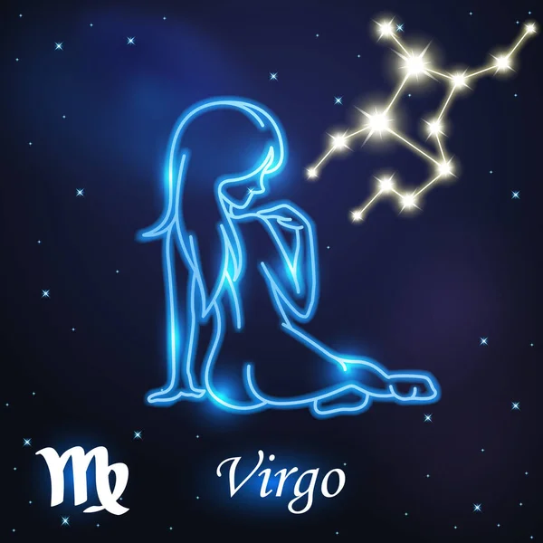 Symbol światła kobiet do Virgo z koncepcją zodiaku i horoskop — Wektor stockowy