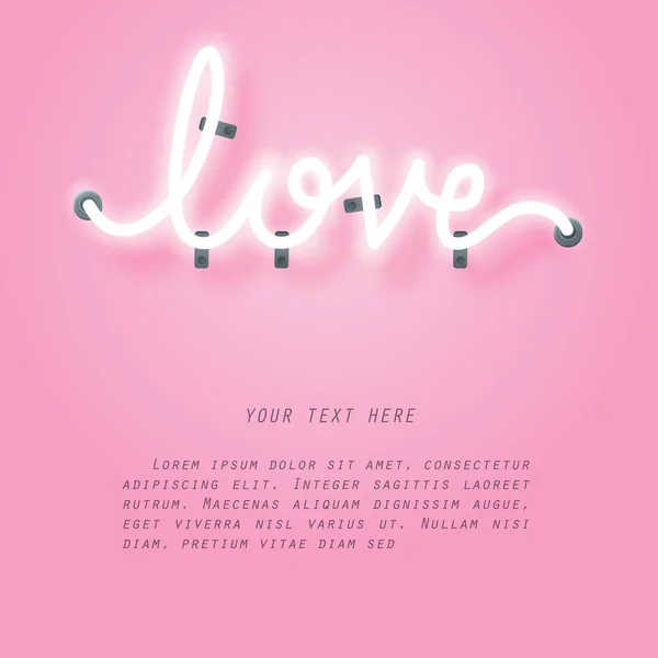 Neon och rosa glöd effekten av kärlek med utrymme för text — Stock vektor