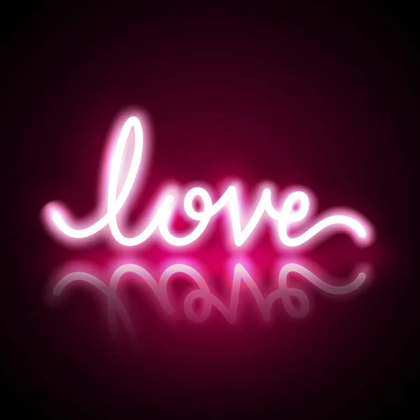 Neon en roze gloed effect van liefde, Valentijnsdag en romantiek — Stockvector