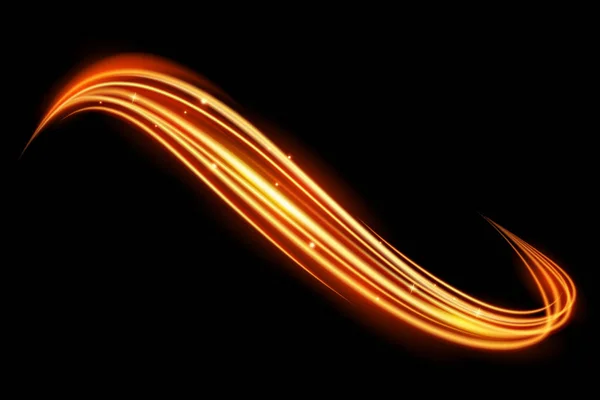 Efecto de luz mágica brillante y largos senderos movimiento de fuego — Vector de stock